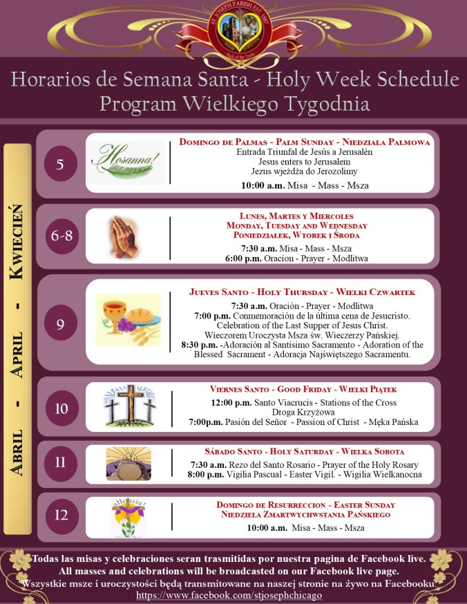 Holy Week Schedule 2020 UPDATED